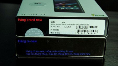 Phân biệt Sony Xperia Z1 hàng brand new và hàng renew